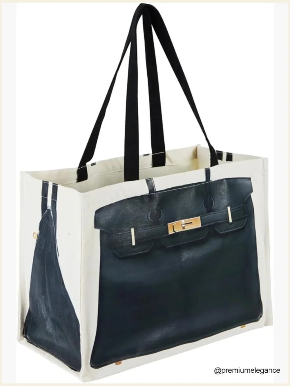 Canvas Tote with Fashion-Inspired Print – Spacious Foldable Carryall Bag